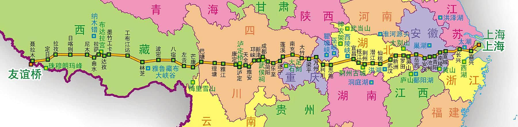 20幅旅游地图，覆盖新疆、西藏、青海、云南、川西，精简实用版