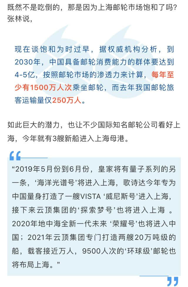 邮轮旅游更舒适！通关时间已从15秒加快到3秒！一波新型邮轮今年也将亮相上海