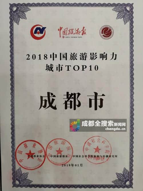 成都入选“2018中国旅游影响力城市TOP10”