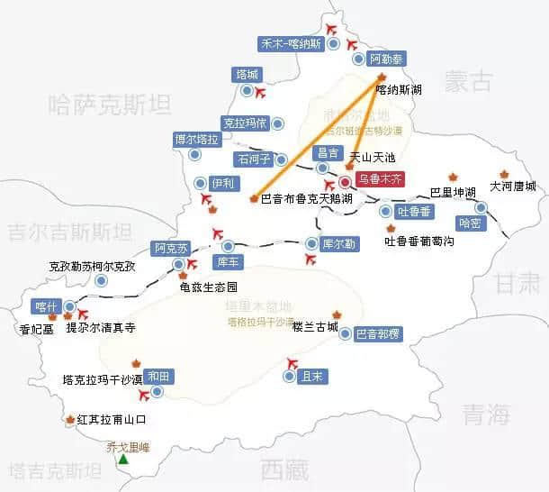 新疆旅游地图简图