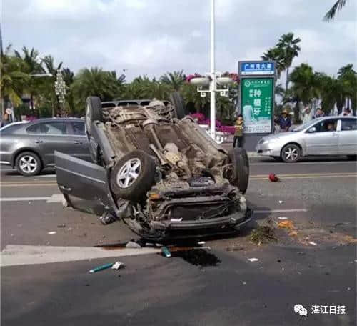 金沙湾滨海旅游区路段出车祸 惨了骑电动车这名男子