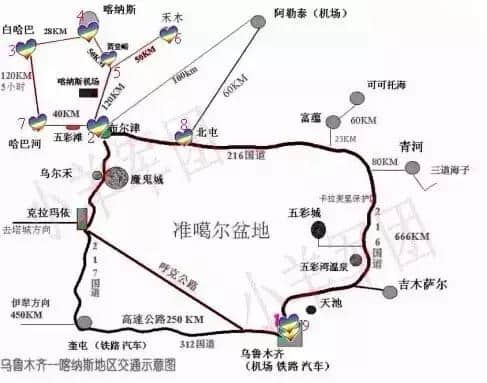 最全的新疆旅游地图，放在手机里备用，太方便了~