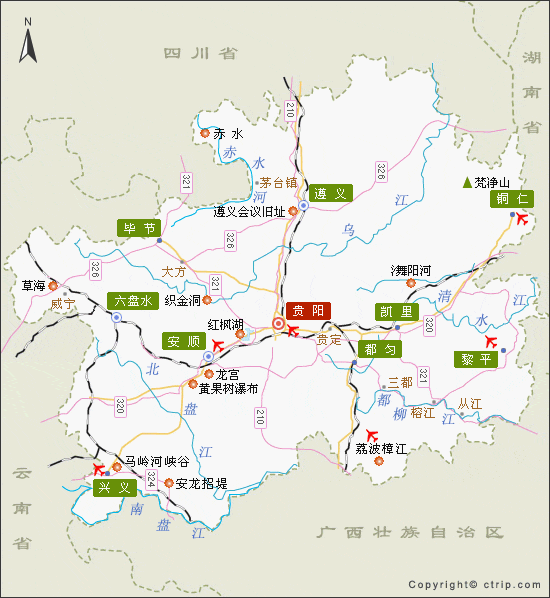 贵州自驾游旅游路线图