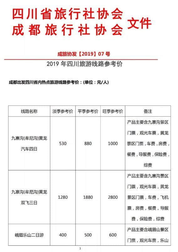 报团出游前必看！四川42条旅游线路参考价来了