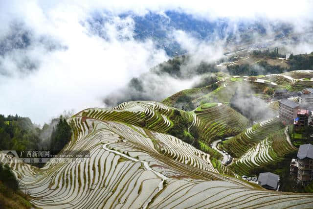 广西龙胜春日梯田景美如画 当地农民通过发展乡村旅游脱贫致富